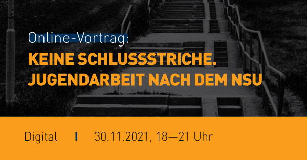 Banner Vortrag "Keine Schlussstriche", 30.11.2021