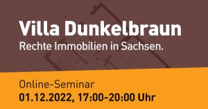Banner Seminar 2Villa Dunkelbraun" am 1.12.2022. Grafik: Grundriss Gebäude